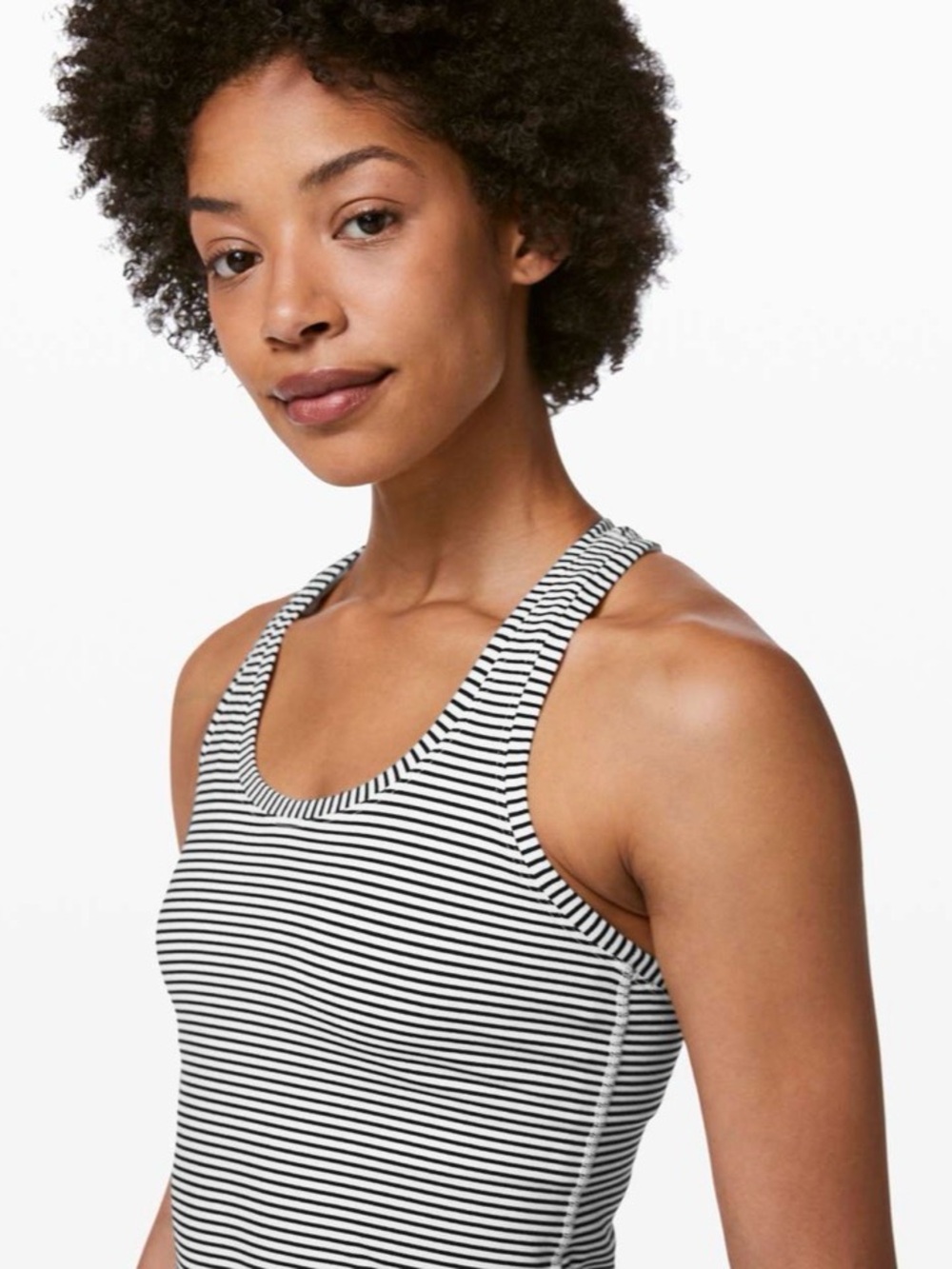 NWT Lululemon Cool Racerback Tank Black White Stripe Size 4